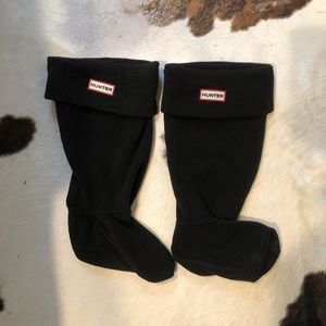 Hunter tall black fleece socks